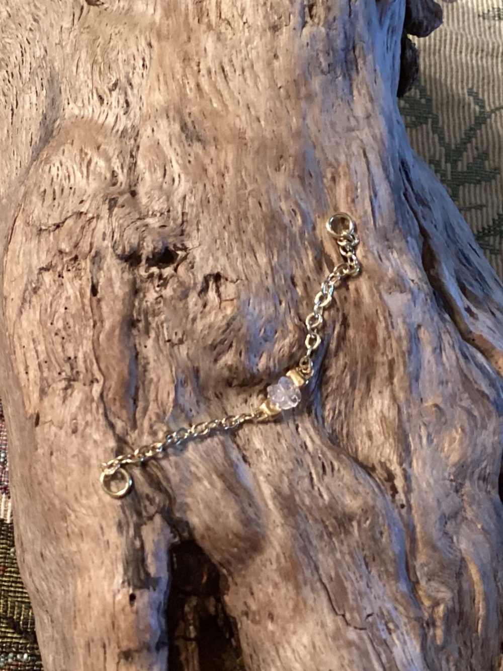 Gold Nose Stud Bridge Chain w/ Herkimer Diamond Quartz Beads